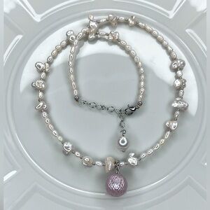 😍 Handmade Freshwater Hand Carved Laser Cut Edison Keshi Pearl Pendant Necklace